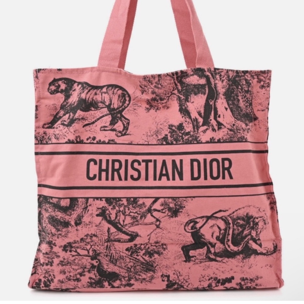 Dior Beauty Dioriviera Pink & Black Large Canvas Tote Bag - Picture 4 of 5